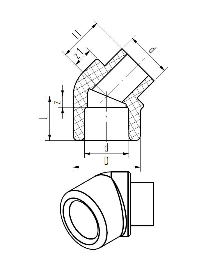 Coude 45° M/F (red)