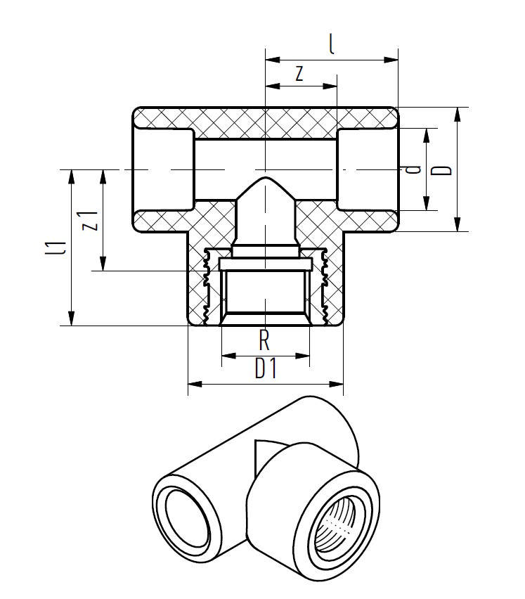 T-pièce avec filetage F (red)