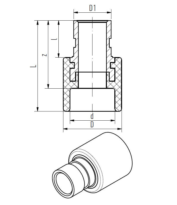 Pièce de transition pour raccord victaulic (red)