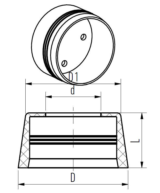 Pièce supérieure pour sortie de sprinkler (visible) - ø60 mm